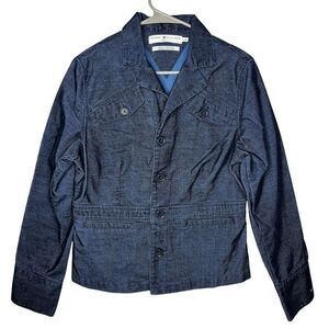Tommy Hilfiger Jeans Navy Blue Corduroy Women’s Blazer Jacket Sz Large